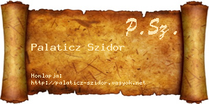 Palaticz Szidor névjegykártya